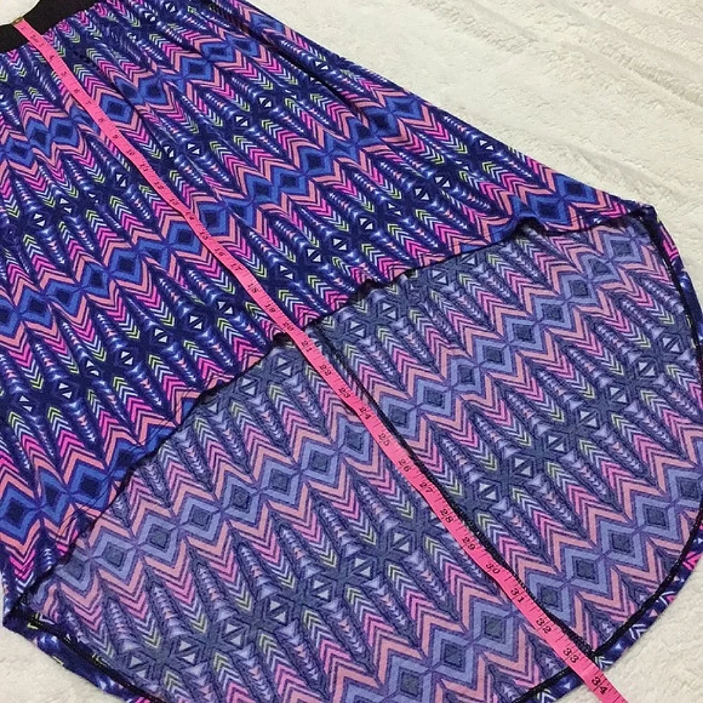 Multicolor Patterned High Low Boho Skirt
